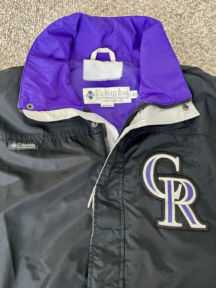 ВИНТАЖНЫЙ 90-х Colorado Rockies ветровка Columbia куртка фиолетовый черный XL 31 x 27 - Изображение 2 из 3