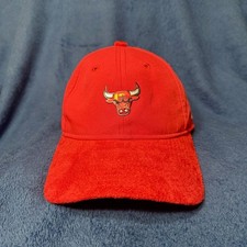 New Era Chicago Bulls 9TWENTY Hat Red Metal Logo Suede Brim Adjustable NBA Cap