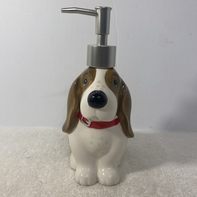 HTF Pioneer Woman Charlie Basset Hound Dog Pump Liquid Soap Dispenser 8  EUC
