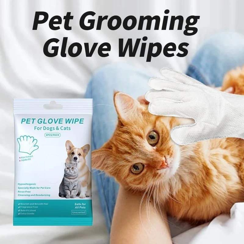 Pet Cleaning Glove Bathing Wipes for Dogs and Cats Deodorizing No-Rinse Grooming - Image 2 of 4