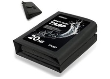 20 Mil Heavy Duty Waterproof Tarp, 7x12ft Tarpaulin with 7x12 ft Black