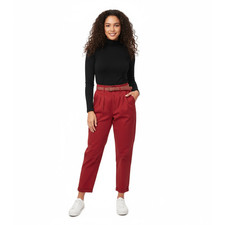 Vintage 90's Red Pleated High Waisted Chino Pants with Belt. Size 9/10