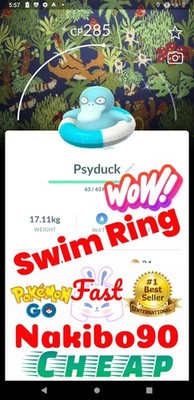 Pokemon Shiny Psyduck Swim Ring Special Background Tra-de Go P'TC 