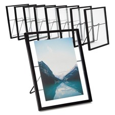 8 Pack 7x9" Glass Floating Photo Frame with Black Pressed Flower for 5x7" Photo