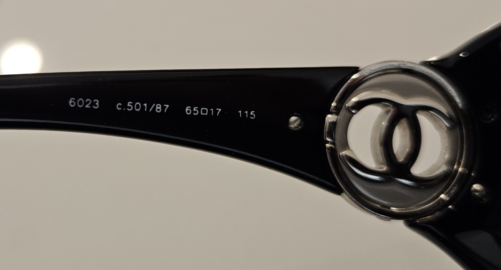 Chanel Women's Sunglasses, Vintage Y2K 6023 c.501/87, 65-17, Black/Silver, +case thumbnail 8