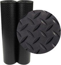 Diamond-plate Rubber Flooring Roll - 3 Mm X 4 Ft X 7 Ft Roll - Black Diamond-plate Rubber Flooring Roll - 3 Mm X 4 Ft X 7 Ft Roll - Black