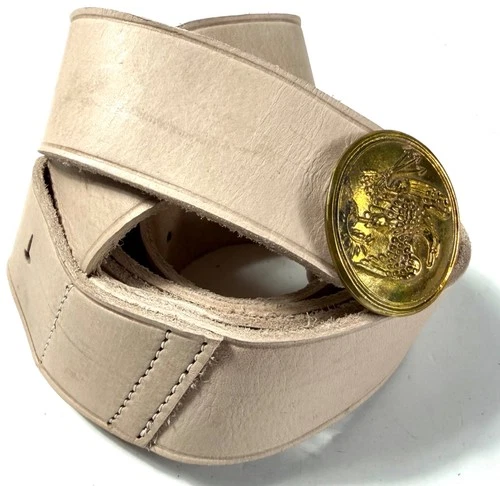 CIVIL WAR US UNION NCO FIELD SWORD BALDRIC BELT & BUCKLE-RAW NATURAL LEATHER