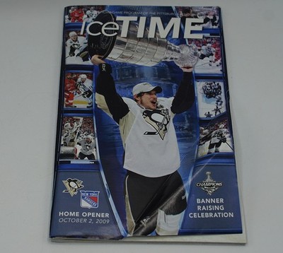 2009 Pittsburgh Penguins Ice Time Program Home Opener Stanley Cup Banner Raising