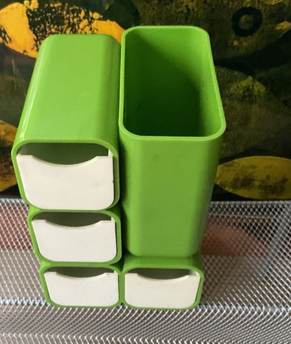 Vtg Lime Green Plastic Mini Drawers Storage Caddy- Desk Organizer Retro Mod MCM