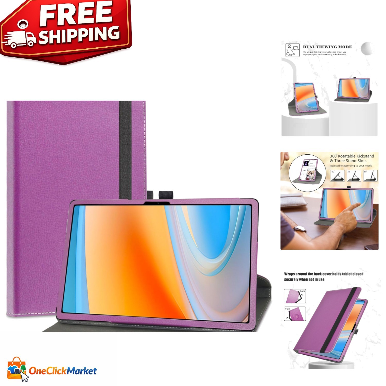 Elegant 360° Rotatable Case for Alldocube iPlay 60 Tablet - Purple 