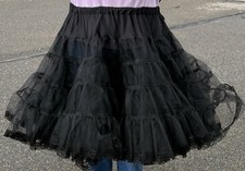 Vtg Sam's full 2-layered Black Swing Petticoat Lace square dance XL USA -read