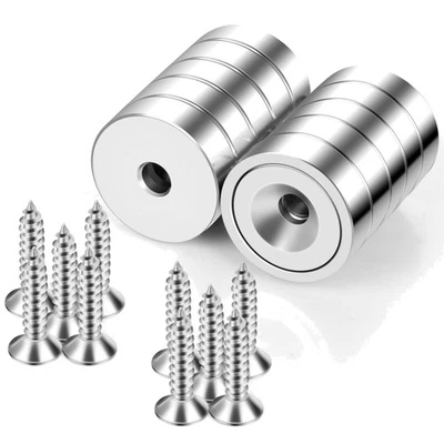 Magnete mit Loch, Neodym, 20mm, starke Wandmagnete, Schraubmagnete, 10er Pack