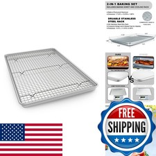 EWFEN Half Sheet Pan Set with Rack 18 Inch Natural Aluminum Commercial Baking