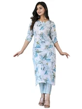 GoSriKi Women Cotton Blend Kurta With Pant