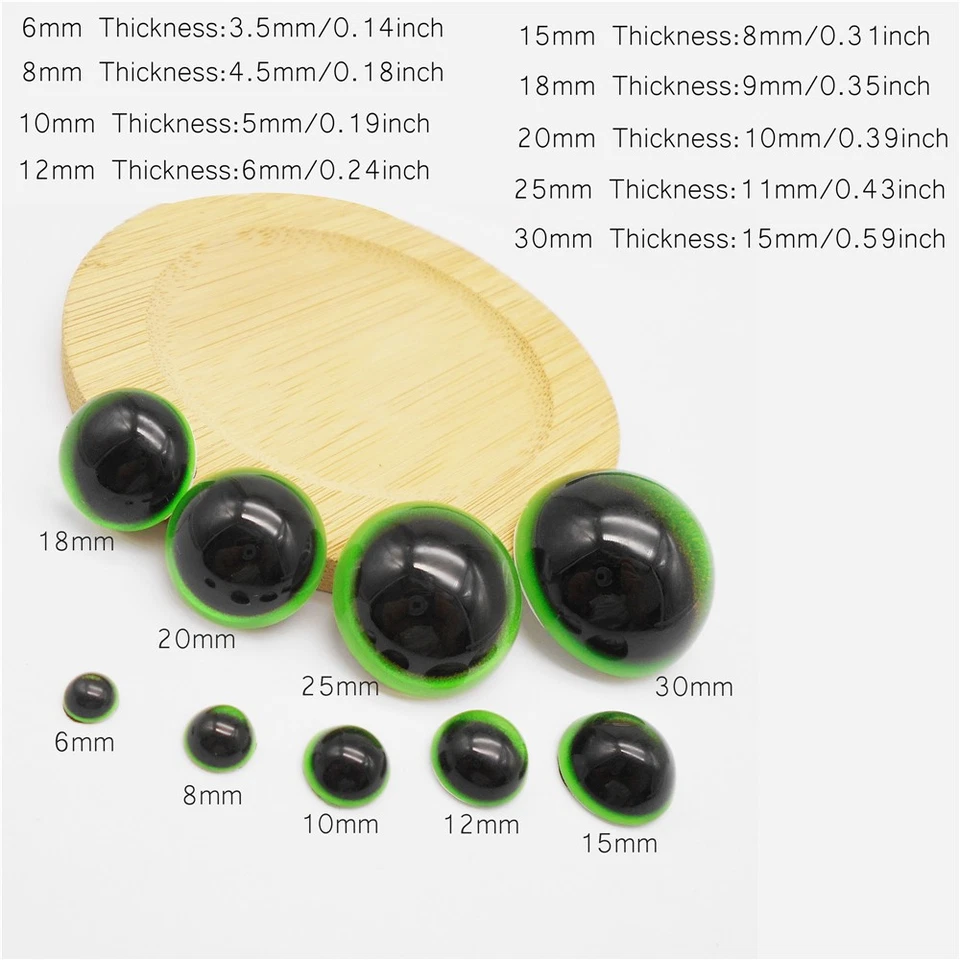 Glass Animal Eyes Hemisphere Ball Eyes Cabochons for DIY Plush Doll Toy Making - Image 2 of 4