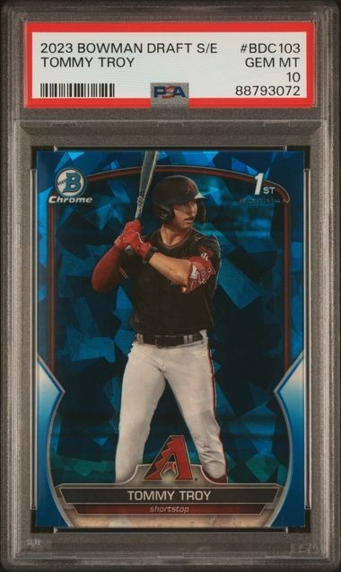 Tommy Troy 2023 Bowman Draft Chrome 1st Sapphire Edition Card #BDC-103 PSA 10