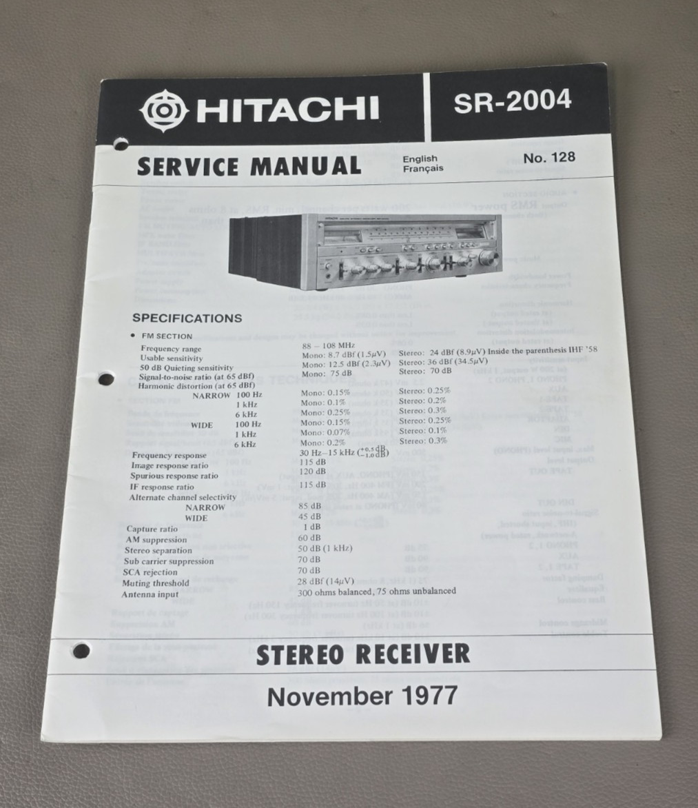 Hitachi Stereo Receiver SR-2004 Service Manual D-4144