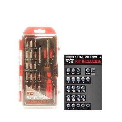 Birchwood Casey Basic Screwdriver Kit Slotted, Philips, Torx, Hex 22 Pieces BSDS