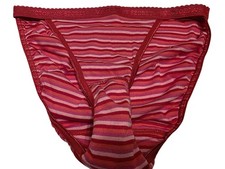 NOS Victoria’s Secret VTG Panties Red  Stripe String Bikini 100 Cotton Panties S