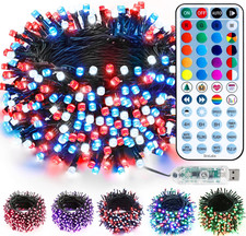 RGB Color Changing String Lights, 33FT 100 LED USB Red White Blue String Lights