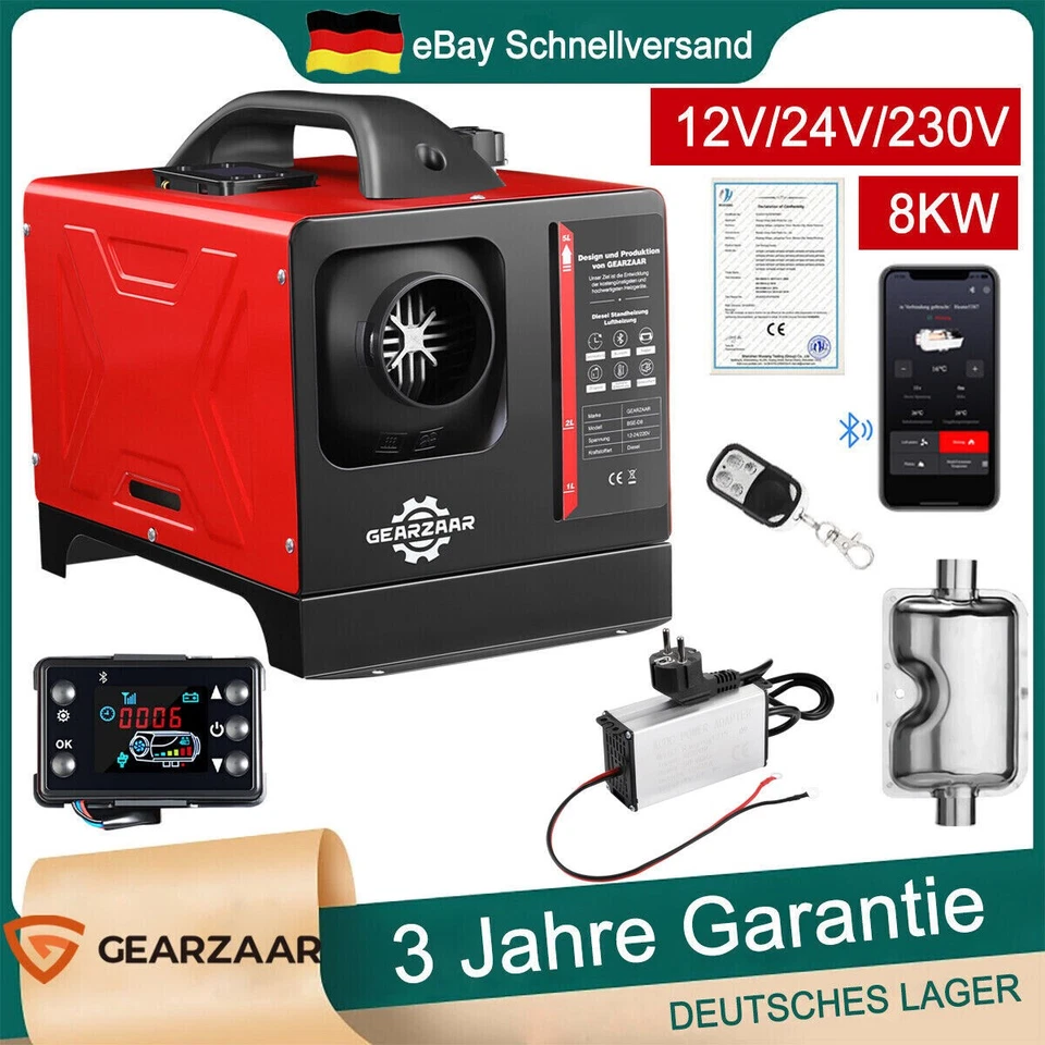 8KW 12V-24V 230V Diesel Auto Heizung Standheizung Luftheizung Air Heater APP