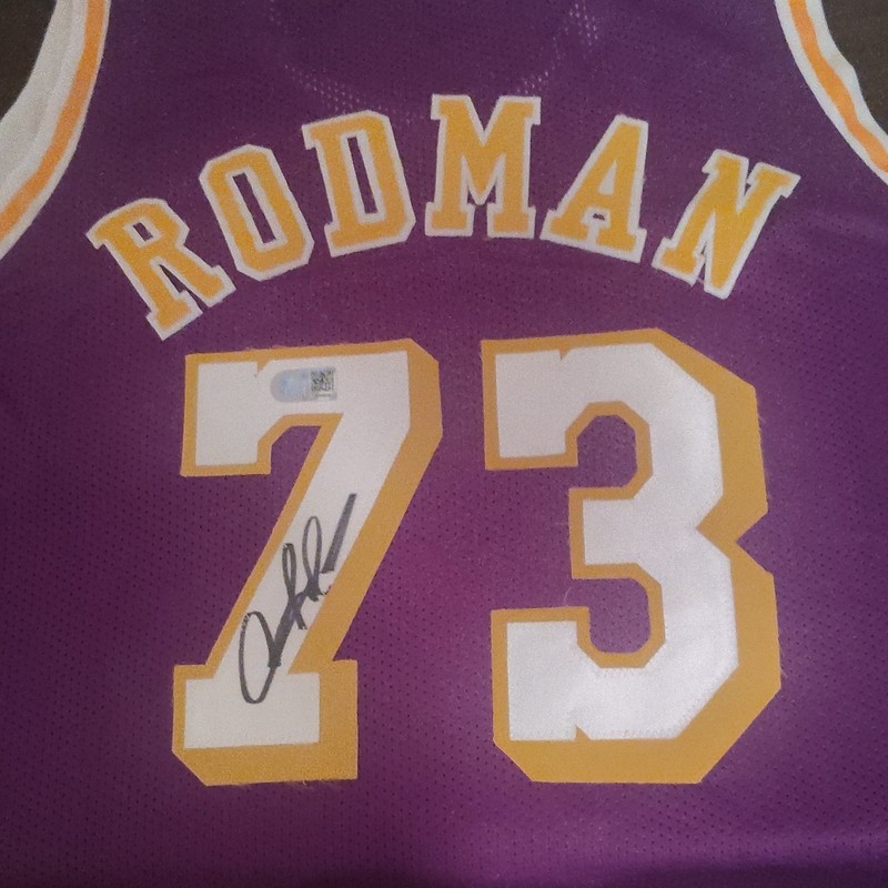Dennis Rodman Signed Los Angeles Lakers #73 Purple Basketball Jersey NBA