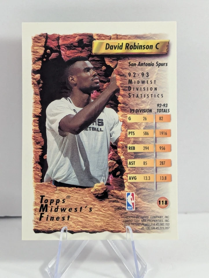 1993 Topps Finest Refractor David Robinson #118 SP San Antonio Spurs HOF - Image 2 of 2