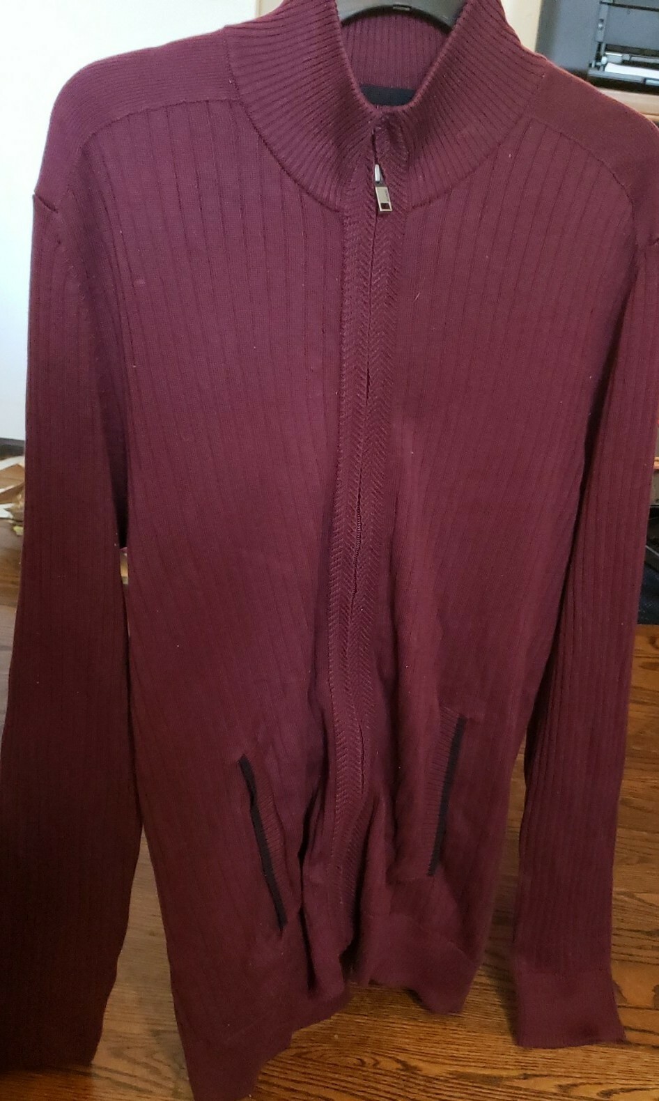 Alfani Mens Classic Fit Ribbed Full-Zip 