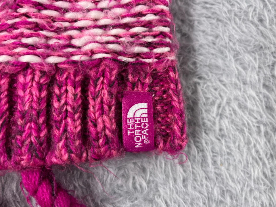 The North Face Gorro Toque Jóvenes Niñas Mediano Rosa Blanco 100% Acrílico Pom Foto 3 de 4