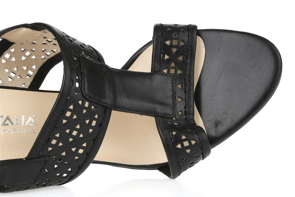 Sandalias de tacón con hebillas de cuero negras para mujer AQUATALIA talla 9,5 M Foto 3 de 4