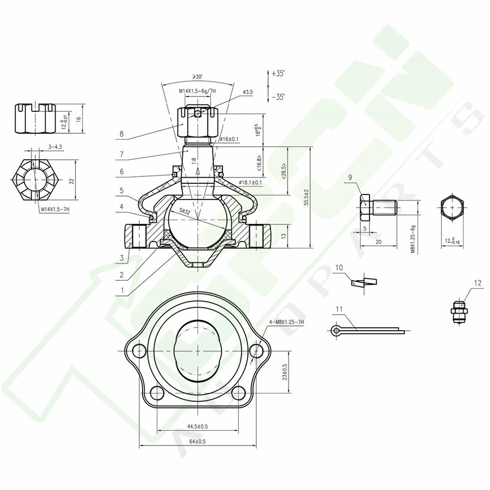 9pcs For 1986-1997 Nissan D21 & Pathfinder Front Ball Joints Tie Rods Idler Arm Foto 2 de 4