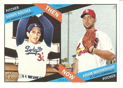 2015 TOPPS HERITAGE KOUFAX/WAINWRIGHT THEN & NOW BASEBALL CARD  TN-10