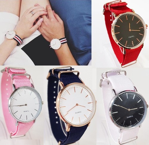 OROLOGIO DA UOMO DONNA UNISEX ELEGANTE CINTURINO MAGLIA IN TESSUTO NYLON  STOFFA | eBay