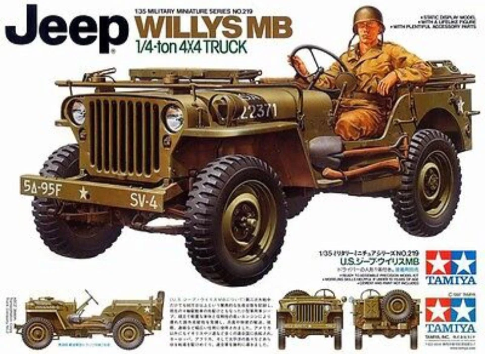 Tamiya 35219 1:35 Willys Jeep + DEF Model 350004 Sagged Wheels + Eduard 35347... - Immagine 3 di 4