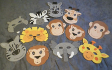 12 FOAM ZOO ANIMAL MASKS Kids Party Favor Lion Zebra Giraffe Monkey Elephant