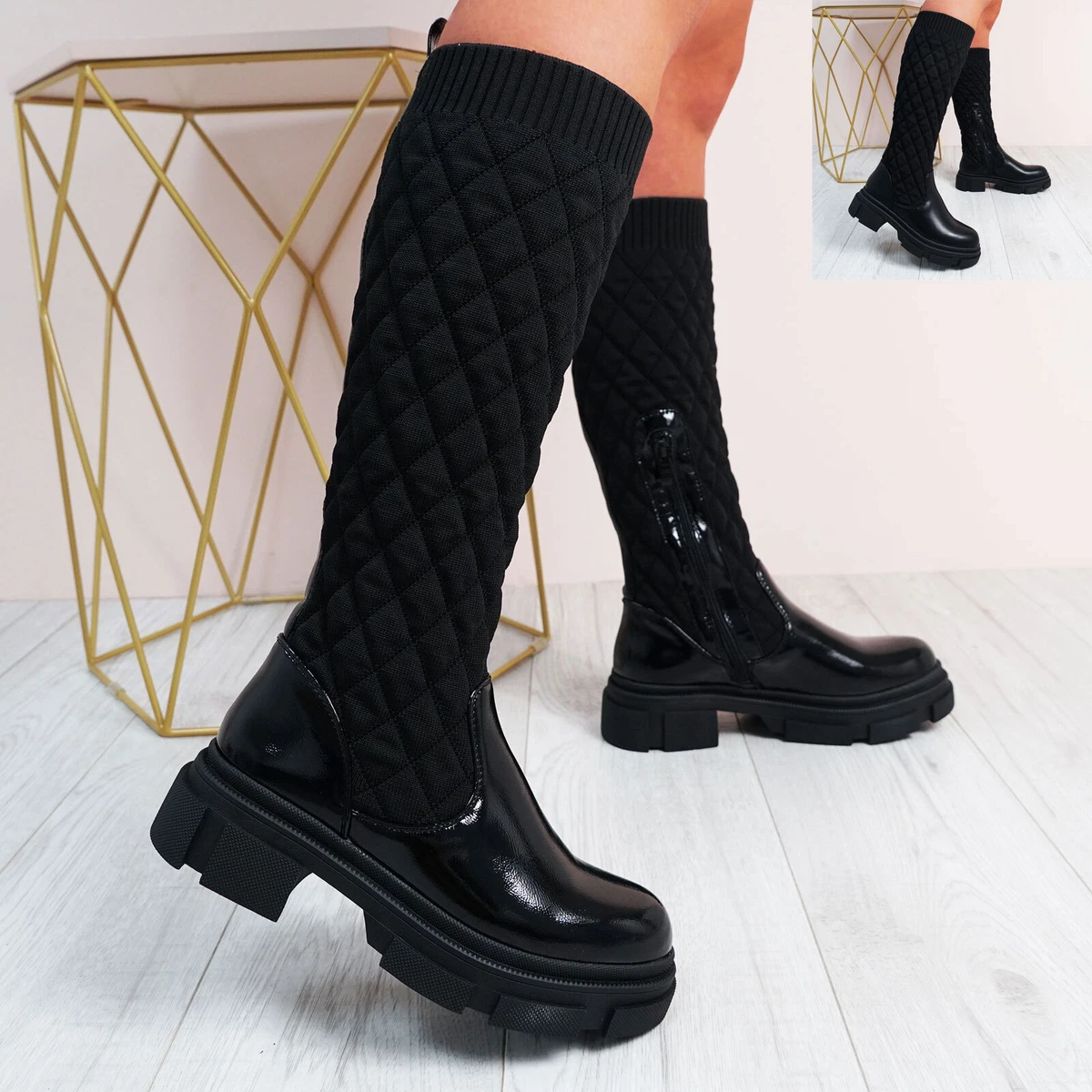 Knee high quilted clearance boots