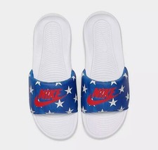 New Nike Victori One Slides Sandals CN9678-402 White Blue Red Men's Size 7