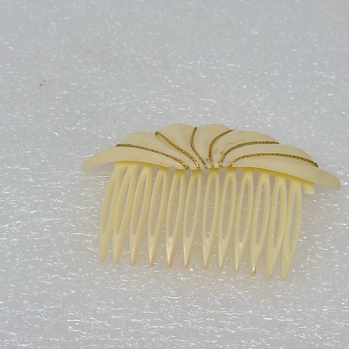 Alexandre de Paris Ivory Cream Gold Chain Accent Geometric Side Hair Comb Single Camila Paris French Hair Side Comb Handmade Small Tokyo main image 3