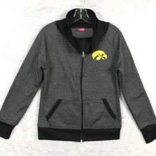 Iowa Hawkeyes Womens Jacket Full Zip Black Heather Embroidered Campus 2 Sided M