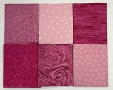 Pink 6 Fat Quarter Cotton Fabric Bundle Quilters Blender