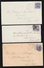 US 114 1869 Issue 3c Locomotive on Cover Lot of 3 (108)