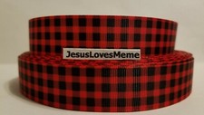 Grosgrain Ribbon Buffalo Plaid 7/8" Wide Fabric Checkered Western Country Design