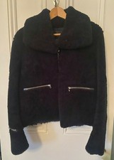 Sandro Navy Sheepskin Jacket / Size 3 (large)