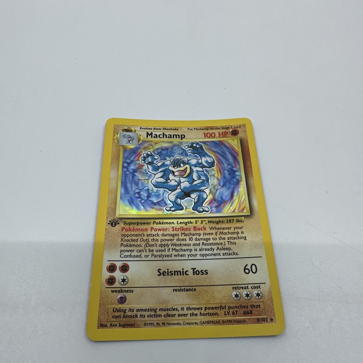 Pokémon Base Set 1st Edition Holo Finish Machamp 8/102 HP-MP