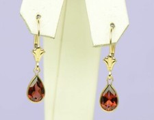 14KYellow Gold Leverback;Birthstone Tear Drop shape Dangle Earrings High Quality