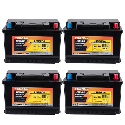 4 x Feence LiFePO4 Bluetooth 12V 100Ah Lithium Batterie For Wohnmobil RV Marine