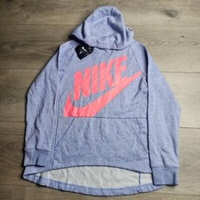 Nike Girls Big Logo Hoodie Sweatshirt Hi Low Hem Gray Aj6775 477 Size Medium