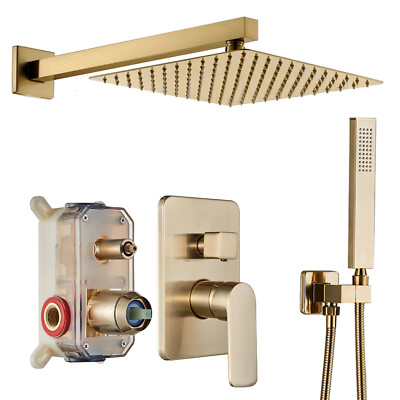 Shower Faucet Set w/Mixer Valve Kit Rainfall Shower Head Combo System Wall Mount