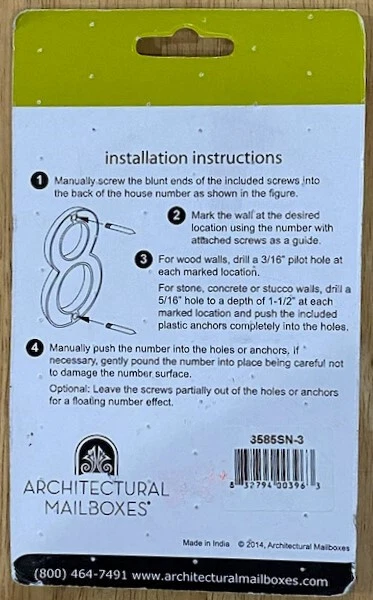 Architectural Mailboxes ~ Forged Brass ~ #3 ~ 5-Inch ~ Satin Nickel Finish ~ New - Image 2 of 2