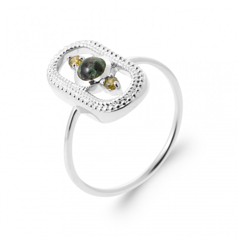 Bague Jaspe Dalmatien en Argent Idéale pour Vos Tenues d'Été